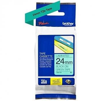 Brother P-Touch TZe-751 Laminated Label Tape, 24mm x 8m, Black on Green