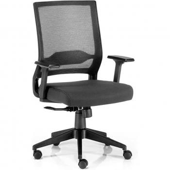 Silla Ergonómica Negra Sidney de Euromof con diseño moderno, ajuste de altura, soporte lumbar, reposabrazos ajustables y base giratoria