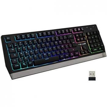 THE G-LAB Keyz Tungsten Teclado Inalámbrico Layout ESPAÑOL — Teclado Ergonómico, Duradero, Discreto, Batería incorporada de Larga Duración - Teclado Gaming Retroiluminado PC, PS4, PS5, Xbox – Nuevo