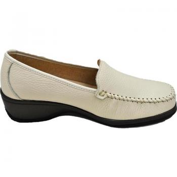 Zapatos para Plantillas Lumel Modelo 2377-4776 Mocasines de Mujer Color Beig con Plantilla Extraíble y Ancho Especial