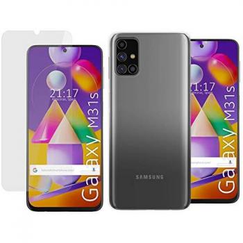 Pack 2 en 1 Funda Gel Transparente y Protector de Cristal Templado para Samsung Galaxy M31s