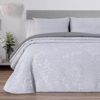 Edredón Jacquard Floral Manterol para cama 150/160cm en color gris