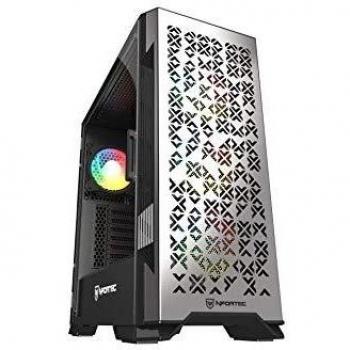 Nfortec Nekkar, Torre Gaming ATX A-RGB con Frontal de Acero mallado y 4 Ventiladores ARGB incluidos, Color Negro, Gun Metal