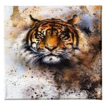 Impresión sobre Lienzo Tigre Multicolor de Poliéster y Madera, 60x3x60 cm - Epikasa