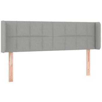 Cabecero de cama tapizado en tela gris claro con LED 147x16x78/88 cm