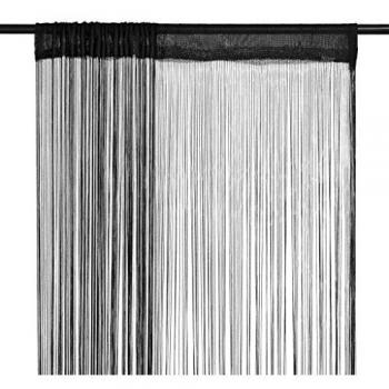 vidaXL Cortinas de Flecos 2 Piezas 100x250 cm Negras Decoración para Ventanas