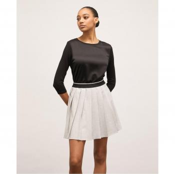 Camiseta de mujer bimaterial con manga francesa