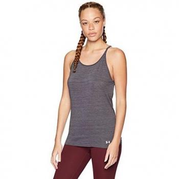 Under Armour Spacedye Tanque, Mujer, Black/Charcoal/Metallic Silver