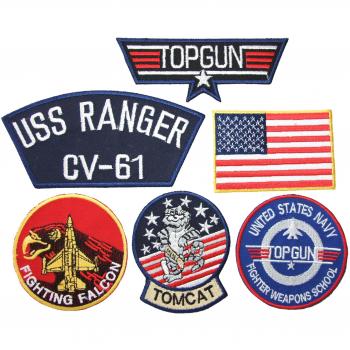 Parches bordados para la ropa, diseño de Maverick Top Gun, 6 unidades