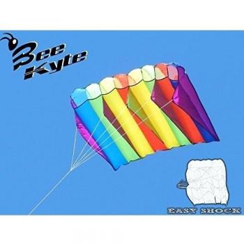 Bee-Kite Easy Shock - Cometa Monocable Parafoil 180 x 80 cm. sin ensamblaje - Lista para volar con cable y enrolla-cable
