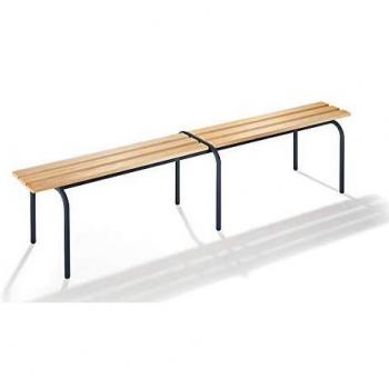 Banco para vestuarios apilable de madera maciza, 2000 mm, estructura gris basalto