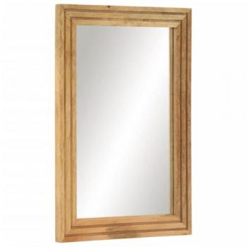 Espejo de baño 50x70 cm en madera de mango crudo y vidrio, Madera maciza mango rugosa, Espejo de tocador, Espejo de pared