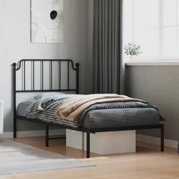 Cabecero de cama negro 90x190 cm con estructura de metal Vidaxl