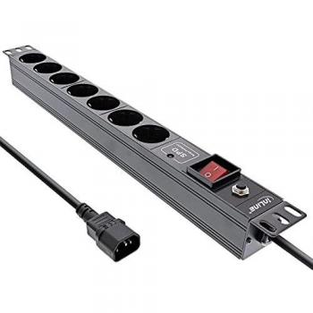 Regleta de 19 InLine, 7 vías, protección contra sobretensiones y sobrecargas, con interruptor