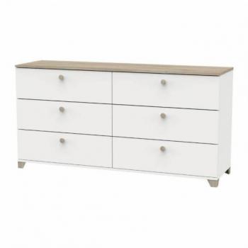 Cómoda Izzy Blanco Mate y Roble Kronberg 150x77Cm Dormitorio Estilo Nórdico