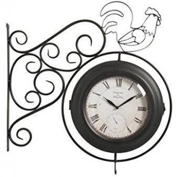 Reloj de pared doble cara con forma de gallo Aubry Gaspard