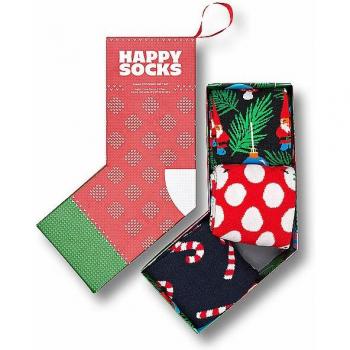 Set de Calcetines Navideños Happy Socks (3 pares) - Diseño Único, Colores Azul Marino, Rojo y Negro, Talla 36-40