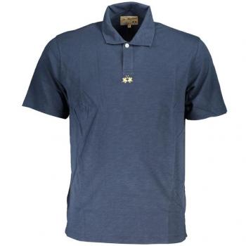 La Martina Classic Short-Sleeved Blue Polo - S, Polo Shirts, male, Blue, Size: S Embroidered Short Sleeve Polo Shirt