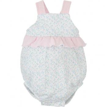 Peto de bebé niña floral con tirantes y volante