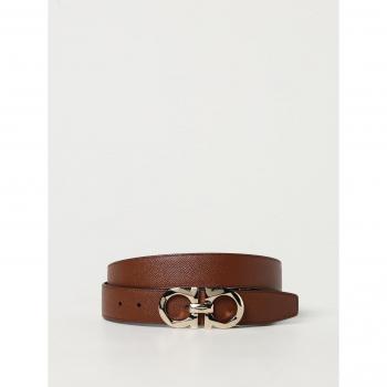 Ferragamo Gancini Reversible Leather Belt for Men - Brown - Size 110 cm (44 Inches)