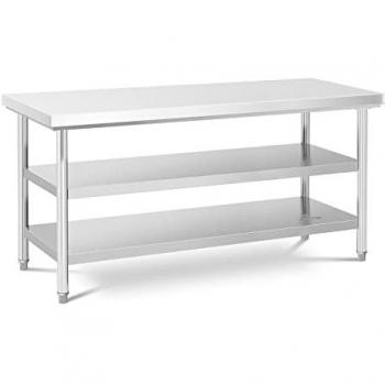 Mesa de Acero Inoxidable ECO 60 x 180 cm - Capacidad 600 kg - Estante Intermedio - Royal Catering