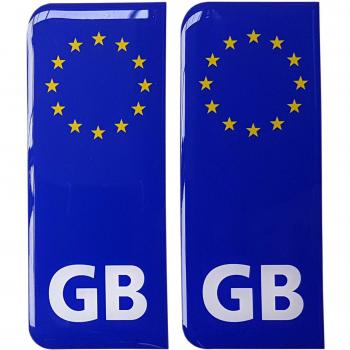 GB matrícula azul adhesivo insignia UE Euro estrellas 3d Resina y Gel Domed