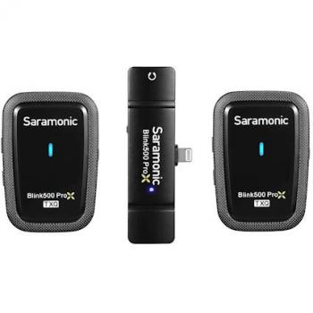 Micrófono Lavalier Inalámbrico Saramonic Blink500 ProX Q para iPhone, Cámaras DSLR, Android y PC - Transmisión de Audio Digital (RXDi + TX + TX)