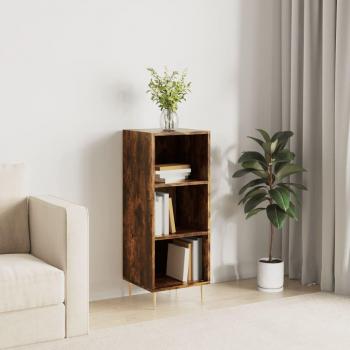 Aparador de madera de ingeniería 34,5x32,5x90 cm en roble ahumado, mueble de almacenaje para salón, buffet y armario auxiliar