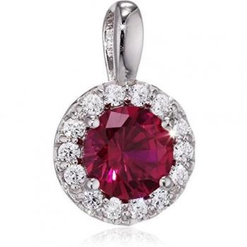 Diamonfire Royal Colors Damen-Colgante 925 Plata rodiada con circonita Corte Brillante Rojo 65/1270/1/088