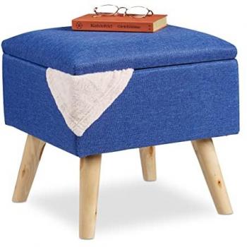 Taburete Bajo Puff Almacenaje 40x40x40 cm Madera-Tela Varios Colores