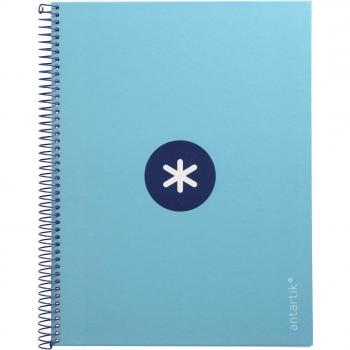 Cuaderno espiral Antartik A4 microperforado tapa forrada 80 hojas 90 gramos cuadrícula 5x5 mm con banda de color y 4 taladros color turques