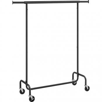 Perchero Burro Extensible con Ruedas, Capacidad de Carga 130 kg, Fácil Montaje, Portátil, Negro Mate o Blanco