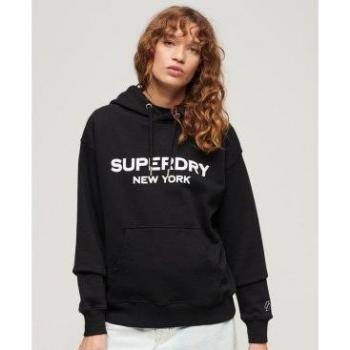 Sudadera suelta Sport Luxe negra para mujer de Superdry con capucha