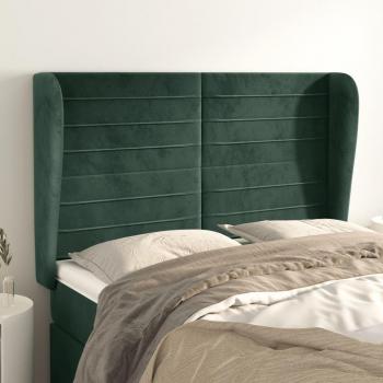 Cabecero de oreja verde oscuro 147x23x108/128cm en terciopelo