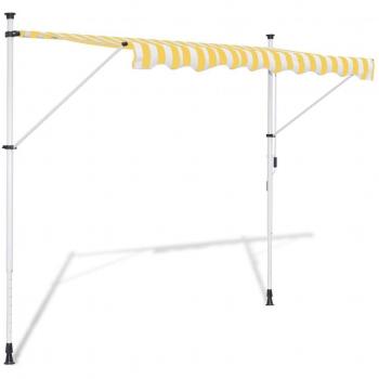 vidaXL Toldo Retr&aacute;ctil Manual Amarillo y Blanco 350 cm