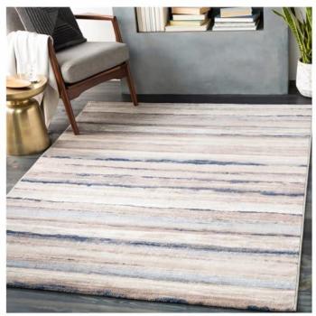 Alfombra Escandinava Moderna Surya DUSEL, Rectangular, 200x275 cm, Pelo Corto, Gris y Azul, Altura 9 mm