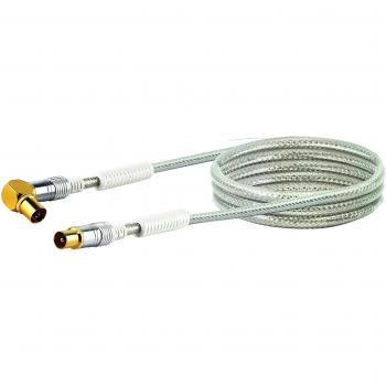 Cable SAT Schwaiger KVKWHD15531 1,5 m Transparente Blanco, IEC 169-2, Conector de Oro, 4-fach geschirmt