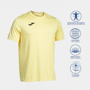 Camiseta Deportiva Manga Corta Hombre Joma Combi 100052 Amarillo 002, Ligera, Transpirable, para Todo Tipo de Deporte, Talla 3XS