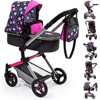 Cochecito de Muñecas Combi Neo Vario Negro con Estrellas, Convertible y Plegable