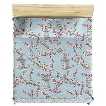 Edredón Acolchado 250x200 Turquesa Blanco Beige Rosa - 65% Algodón