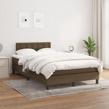 Cama Box Spring con Colchón Viscoelástico de Tela Marrón Oscuro 120x200 cm