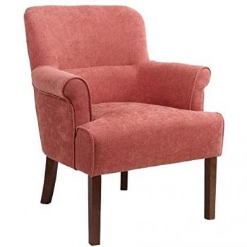 Sillón Tejido Sintético Madera Rojo Oscuro 77 x 64 x 88 cm con brazos tapizado de tela y madera