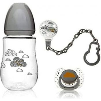 Kiokids Set Regalo Accesorios Biberón, Chupete y Pinza para Bebé Azul