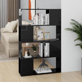Estantería divisor de espacios negro con brillo 80x24x124,5 cm