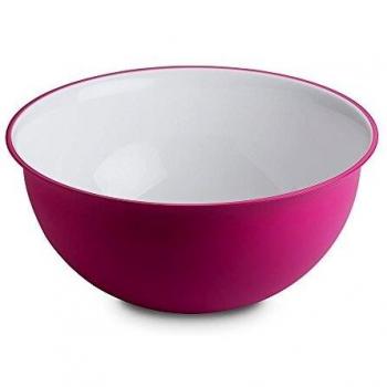 Ensaladera Antibacteriana Omada 32 cm, 6,5 Litros, Plástico Microondas y Lavavajillas, Diseño Italiano Fucsia y Blanco