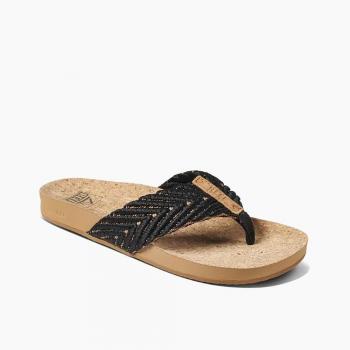 Chanclas de dedo de mujer Reef Cushion Strand negro beige - Talla 37.5