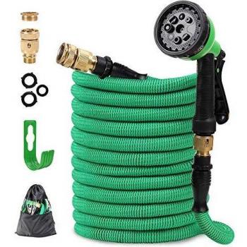 GARDOM Manguera de Jardín Extensible 15M / 50FT Multifuncional Antifugas Manguera de Agua con 8 Modos de Pulverización y Conector de 3/4 '' y 1/2 '' para Limpieza de Riego de Jardines