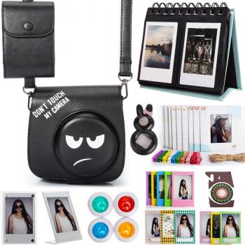 Woodmin 12-en-1 Fujifilm Instax Accesorios Bundle para Fuji Instant Mini 8 8+ Mini 9 Cámara Negro