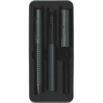 Faber-Castell 201535 Grip Edition, mistletoe, con pluma M y bolígrafo XB en estuche de metal