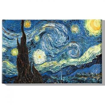 Impresión sobre Lienzo La Noche Estrellada 3 - Poliéster, Madera, Multicolor, 70x3x45 cm